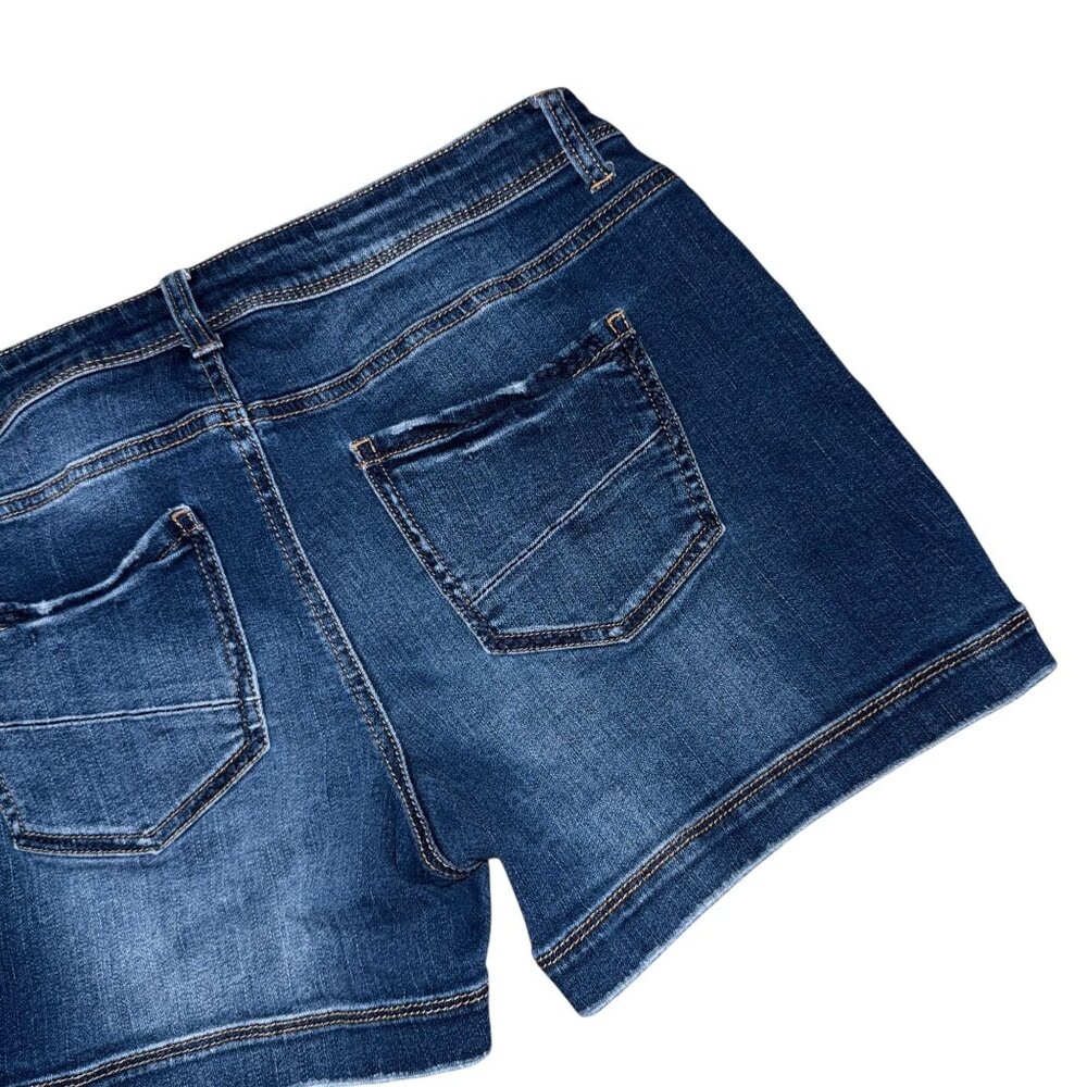 Maurices Dark Wash Shorts Womens Juniors 11 12 Pockets Stretch Blue Summer - Picture 6 of 7